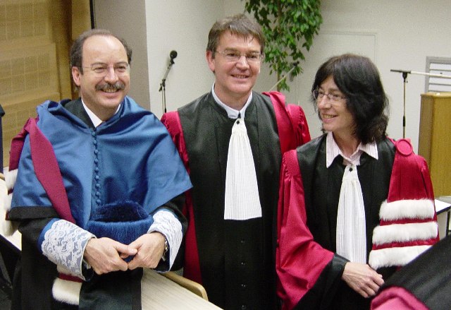 Ildefonso Diaz with a spanish toga, Marie-Fran�oise Bidaut-V�ron and Guy Barles